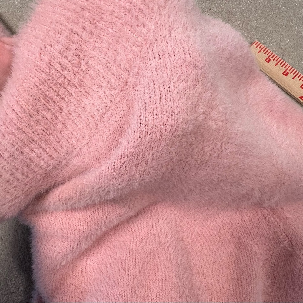 Lands' End Pink Soft Fuzzy Mock Neck Sweater Nylon/Cotton Blend Women's Large - Picture 9 of 12